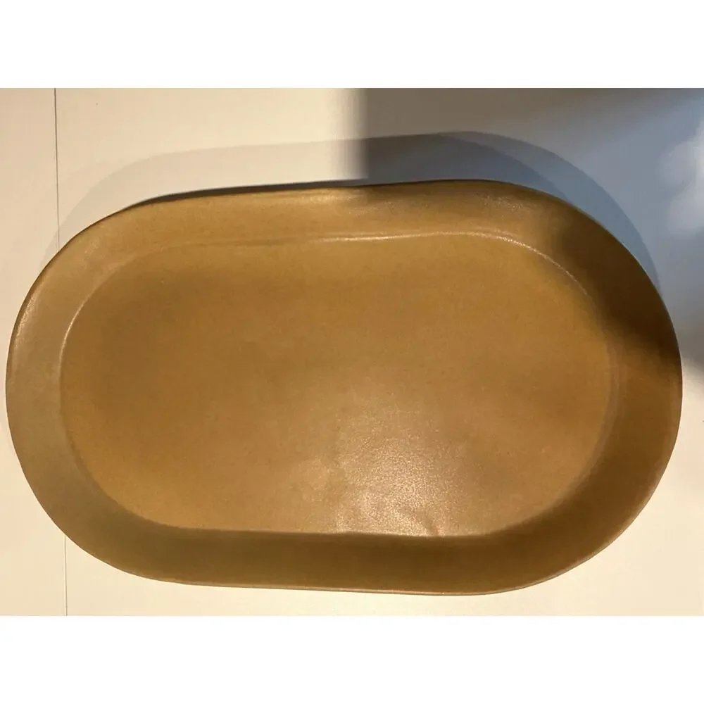 BENNINGTON POTTERY Tawny MUSTARD Sideboard Platter 1671 - 17.5” VTG